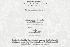 Ancestral Visions II - Chapbook Colophon Page - Open Edition Number Appears Here
